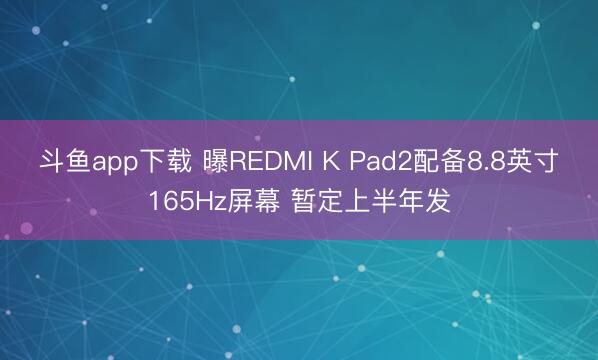 斗鱼app下载 曝REDMI K Pad2配备8.8英寸165Hz屏幕 暂定上半年发