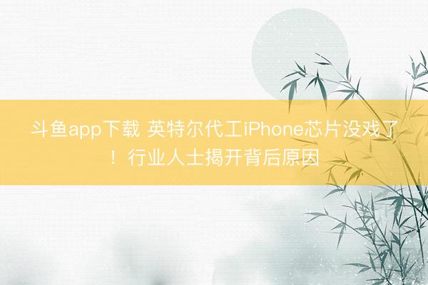 斗鱼app下载 英特尔代工iPhone芯片没戏了!行业人士揭开背后原因