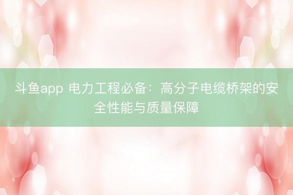 斗鱼app 电力工程必备：高分子电缆桥架的安全性能与质量保障