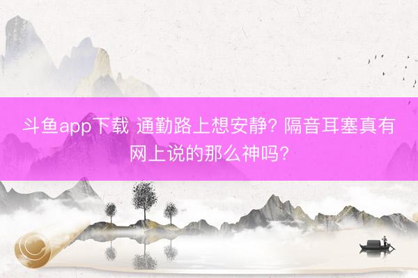 斗鱼app下载 通勤路上想安静? 隔音耳塞真有网上说的那么神吗?