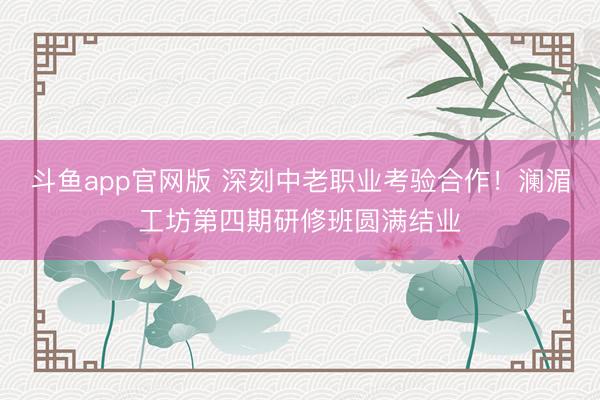 斗鱼app官网版 深刻中老职业考验合作!澜湄工坊第四期研修班圆满结业
