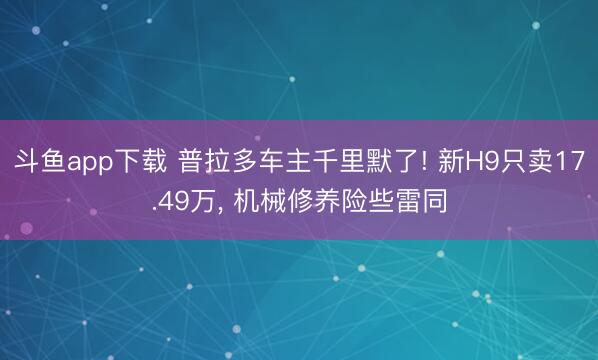 斗鱼app下载 普拉多车主千里默了! 新H9只卖17.49万， 机械修养险些雷同